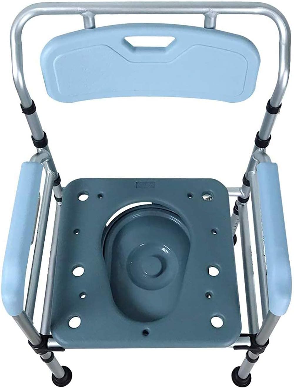 Commode Chair,Toilet Chair Elderly Mobile Toilet,Aluminum Alloy Anti-Slip Adult Folding Toilet Bedside Bathroom Chair Toilet Seat Commode Chair with Removable Pot Adjustable Height