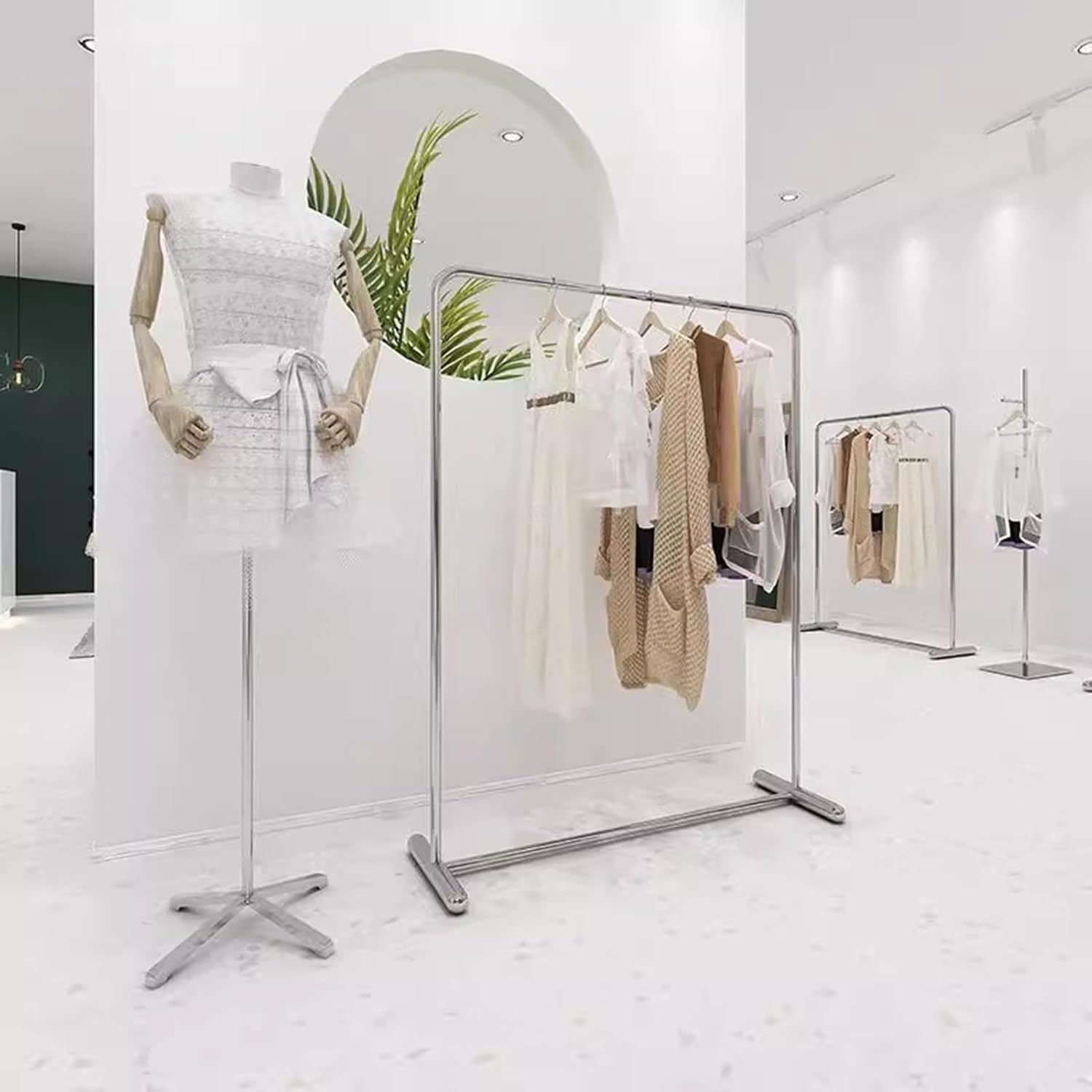 Garment Rack Commercial-grade Clothes Rails For Boutique Retail, Heavy-duty Clothing Rack For Hanging Clothes, Load 350 LBS,stainless Steel Single Rod Coat Rack For Bedrooms, Silver(Size:100X40X160CM)