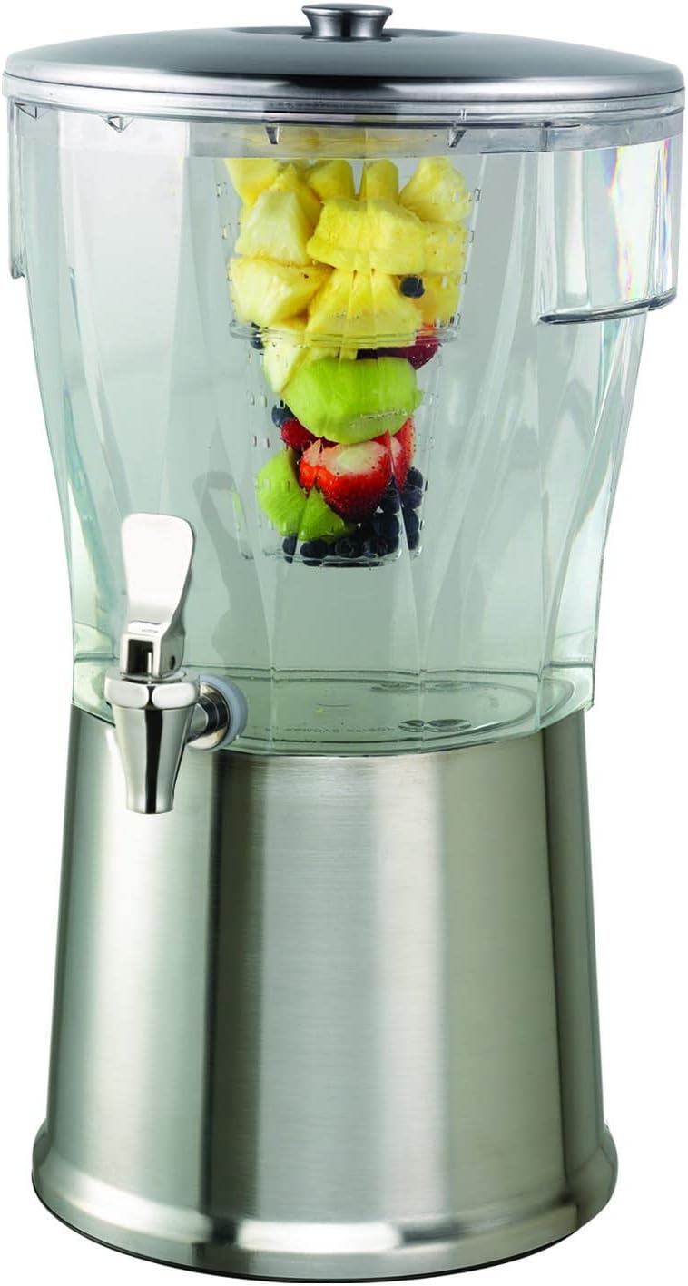 Service Ideas CBDRT5BSSS Elite Beverage Dispenser with Infuser Tube, Stainless Steel and Plastic, NSF, 5 Gallon, Brushed