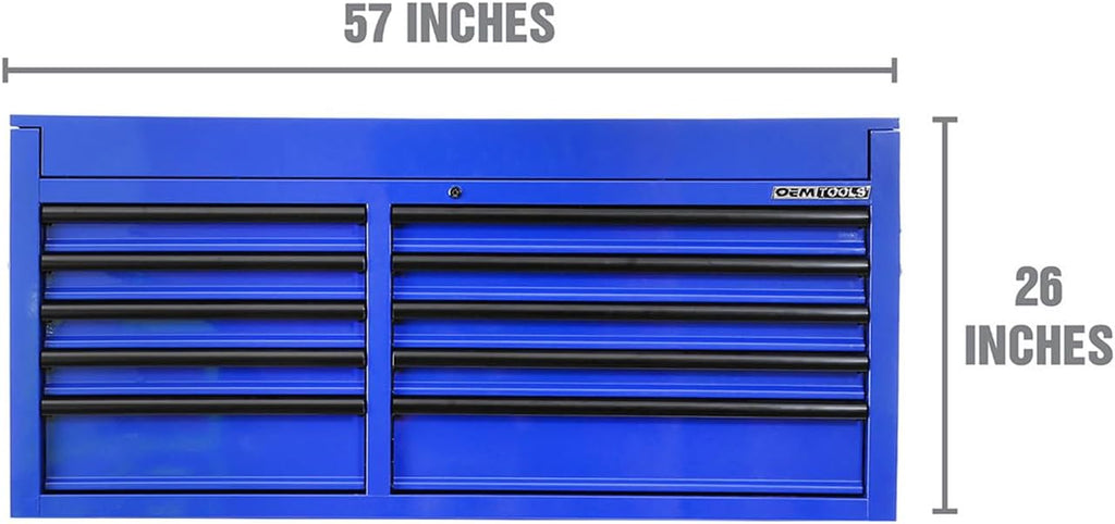 OEMTOOLS 24734 Professional Series 57 Inch 10 Drawer Tool Chest, Gifts for Men, Dad Gifts, Tool Box for Shop, 10 Drawer Tool Box with Work Surface