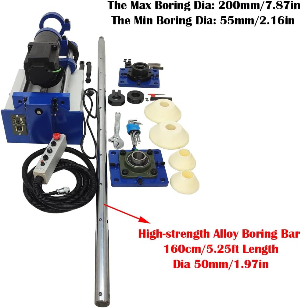 110V Line Boring Machine, Handheld Hole Drilling Machine for Engineering Machinery, Portable, 5.25ft Boring Bar, Engineering Mechanical for Excavating Machinery (Dia 55-200mm Hole)