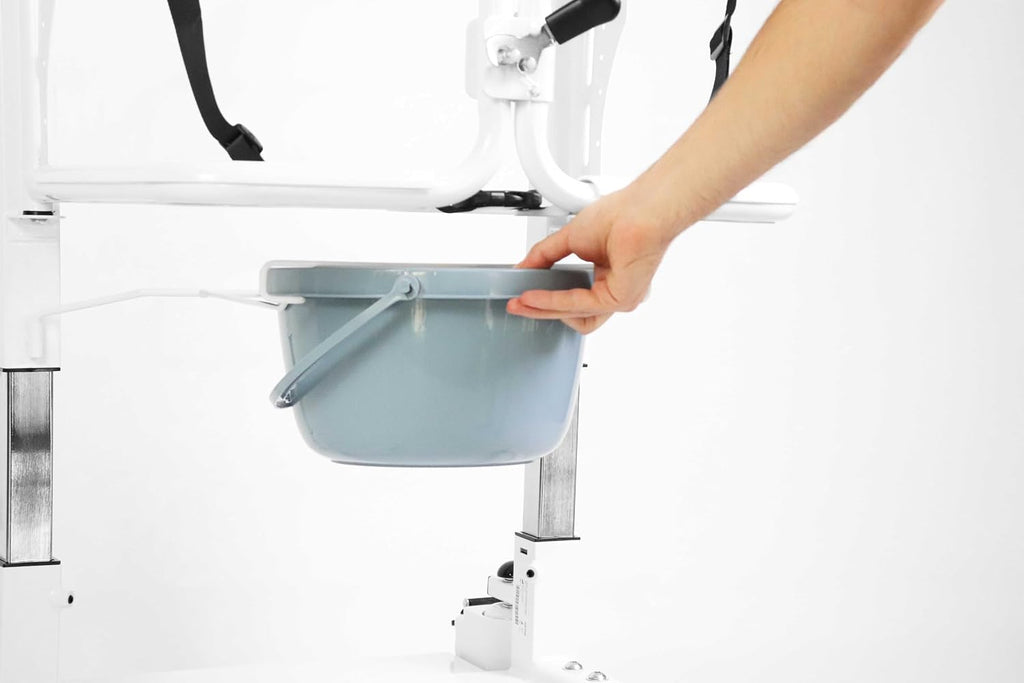 KMINA Patient Transfer Chair (Seat can be Raised up to 23 in), Commode Toilet Chair with Wheels, Bedside Chairs for Elderly - Not Suitable for Shower
