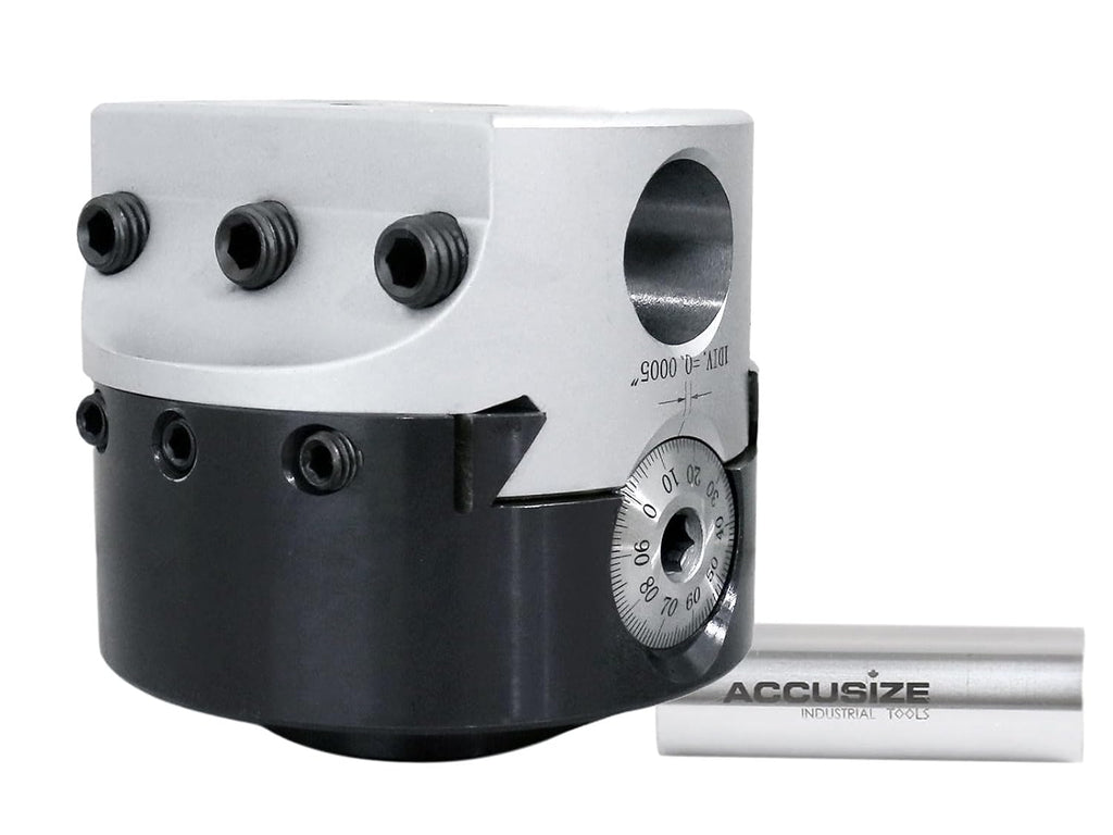 Accusize Industrial Tools Boring Head Hole Size Off Thread, 4 in, 0350-0004 | 1 in Boring Bar Hole, 1 in Offset, 1-1/2-18 Thread Mount, 3-43/64 in Overall Length