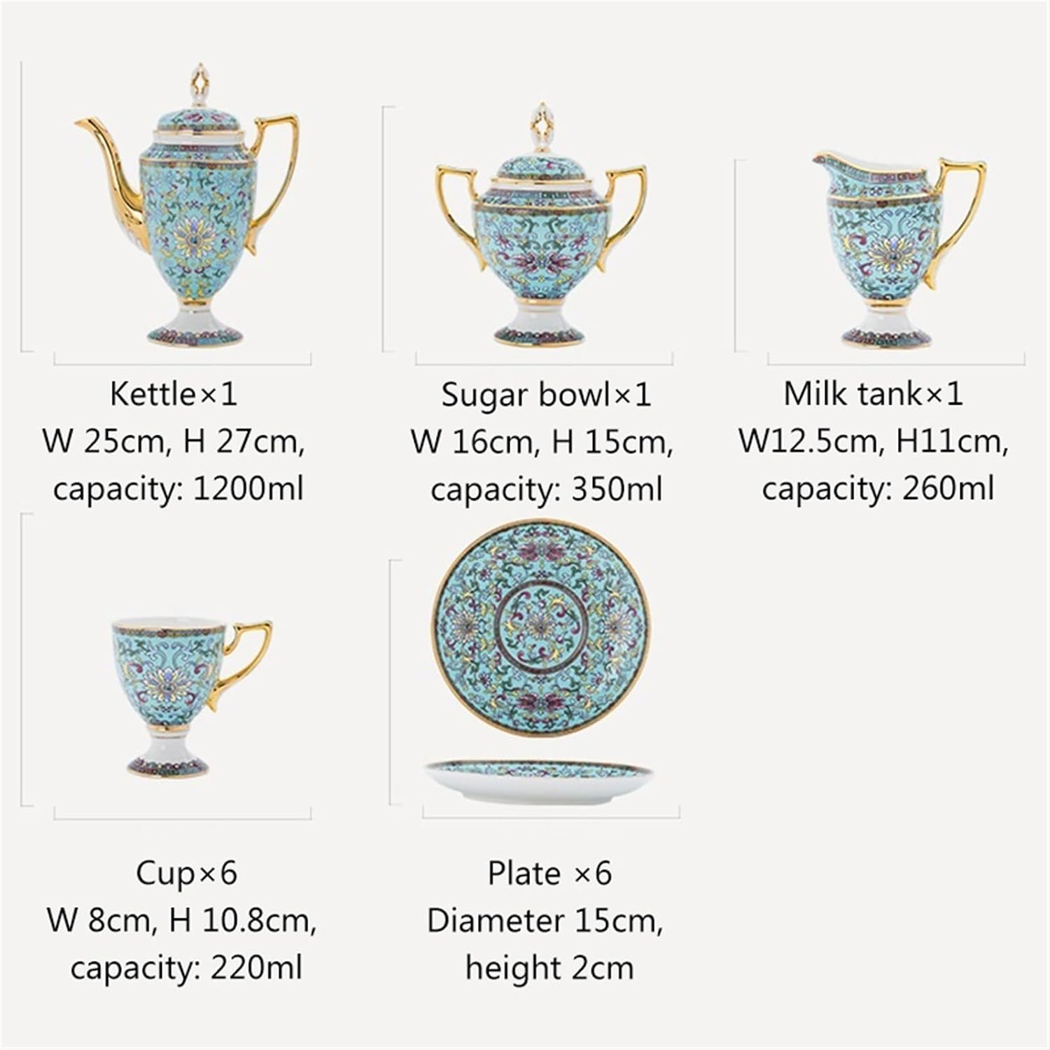 Beverage Serveware 15-piece afternoon tea coffee set bone china coffee cup and saucer set multifunctional household tea set tea party essentials Water Carafe