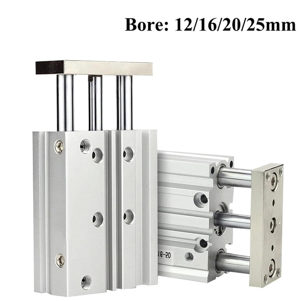 Thin Cylinder with Rod Bore 12 16mm Three Axis Three Bar Stroke10 15 50 75 150 250mm Double Pneumatic Cylinder 1Pcs(Color:Stroke 175mm,Size:MGPM12 (Bore 12mm))