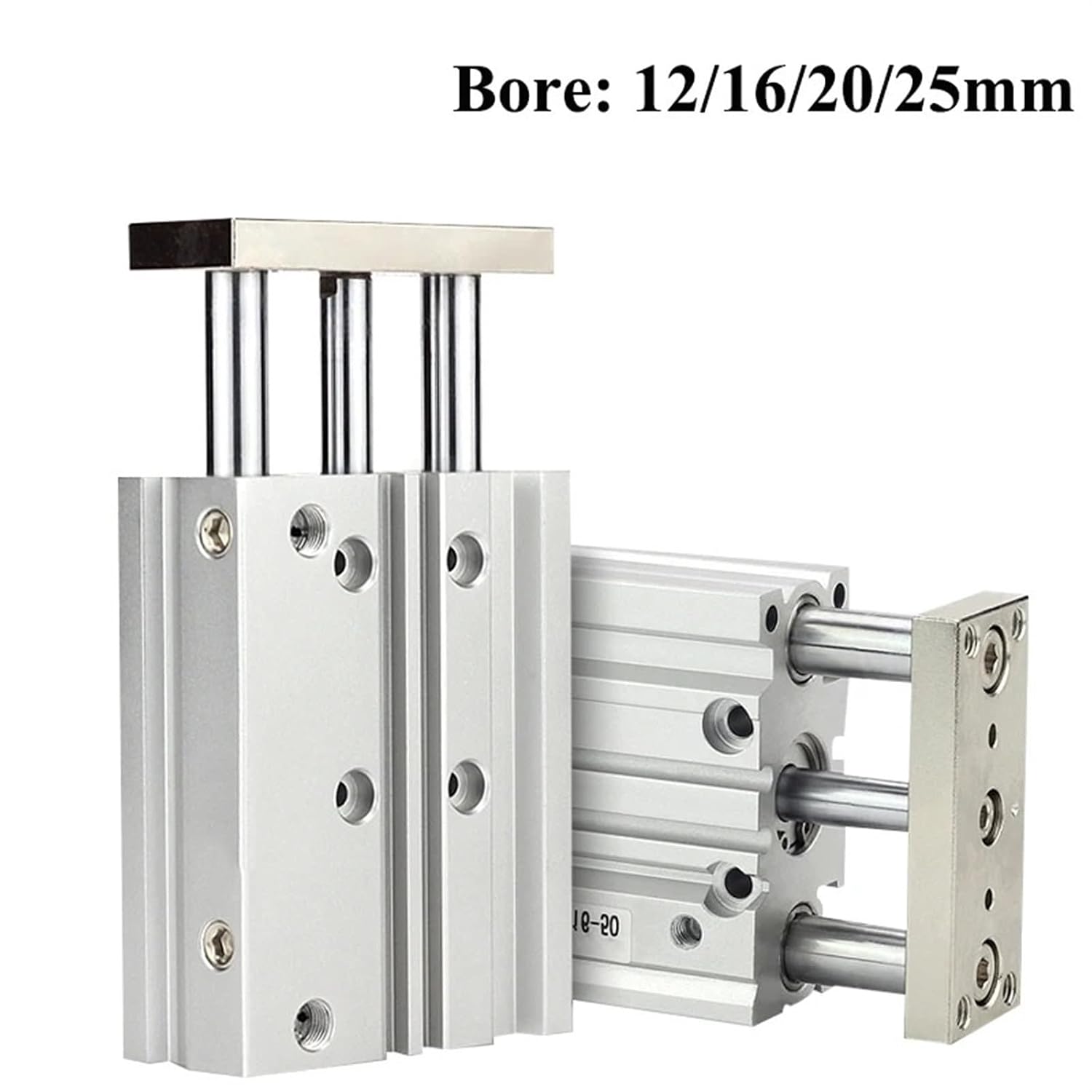 Thin Cylinder with Rod Bore 12 16mm Three Axis Three Bar Stroke10 15 50 75 150 250mm Double Pneumatic Cylinder 1Pcs(Color:Stroke 175mm,Size:MGPM12 (Bore 12mm))