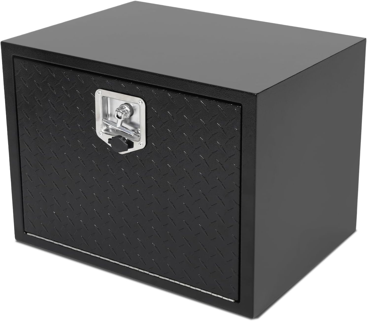 confote Black Steel Underbody Truck Tool Box with Aluminum Door,Heavy Duty Tool Box Organizer Chest For Pick Up Truck Bed,T-Handle Lock,Waterproof-24 x 18 x 18 inch