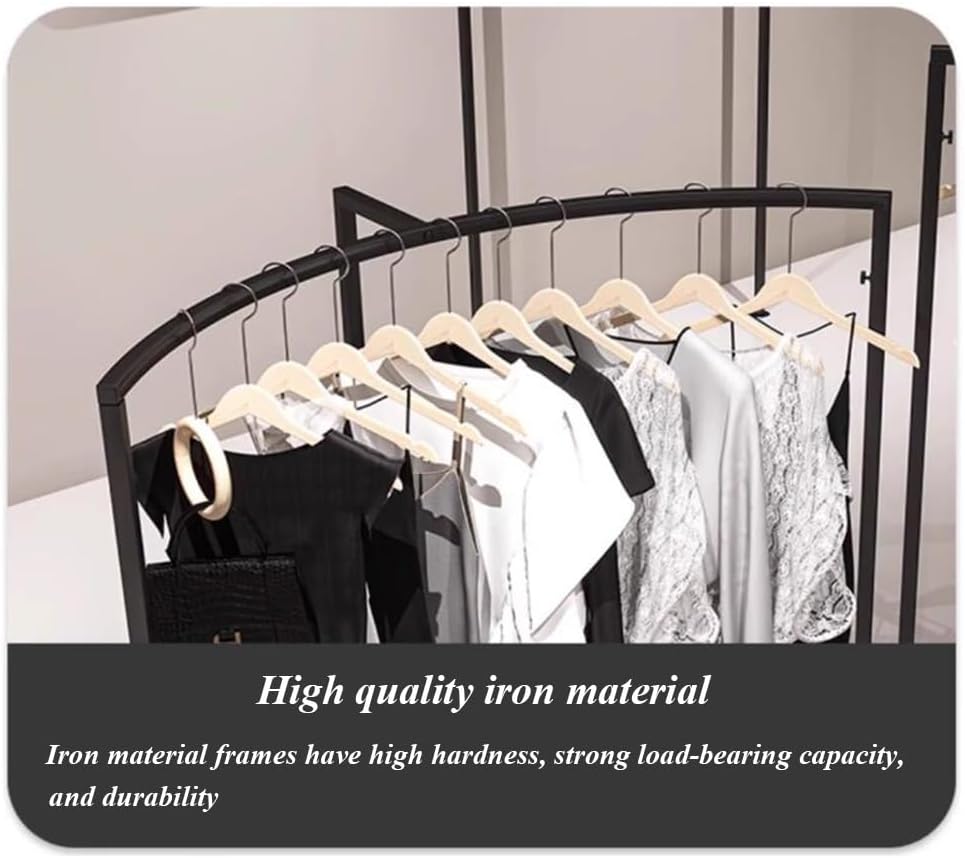 Etlegor Black Half Round Clothes Rack, Clothing Display Rack Floor Standing Garment Rack Curved CombinationClothes Hanging Rack Used For Retail Clothing Stores (Color : Black, Size : 2PCS)