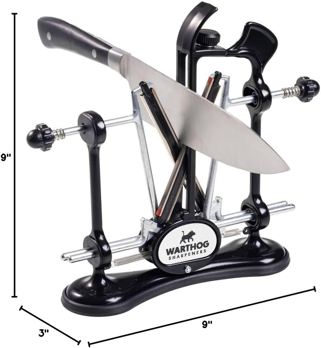 Warthog V-Sharp A4 Knife Sharpener, Ideal for Home Cooks, Fishermen, Hunters, Diamond Rods, Adjustable Angles, Metal Frame
