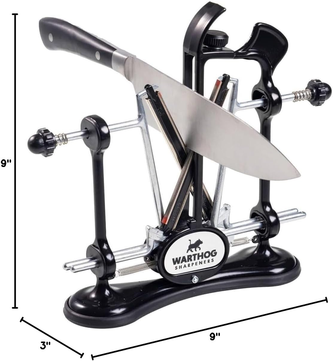Warthog V-Sharp A4 Knife Sharpener, Ideal for Home Cooks, Fishermen, Hunters, Diamond Rods, Adjustable Angles, Metal Frame