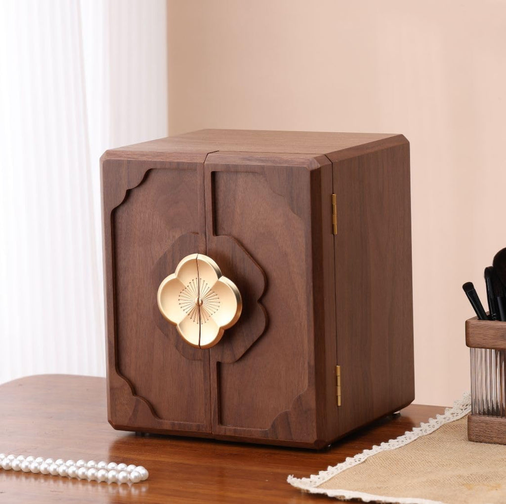 Luxury Black Walnut Jewelry Box for Women, 5-Layer Wooden Organizer , Dustproof Velvet Lined Storage for Watches, Necklaces, Rings, Earrings - Gift for Wife, Mom, Bride, Valentine's Day, Anniversary