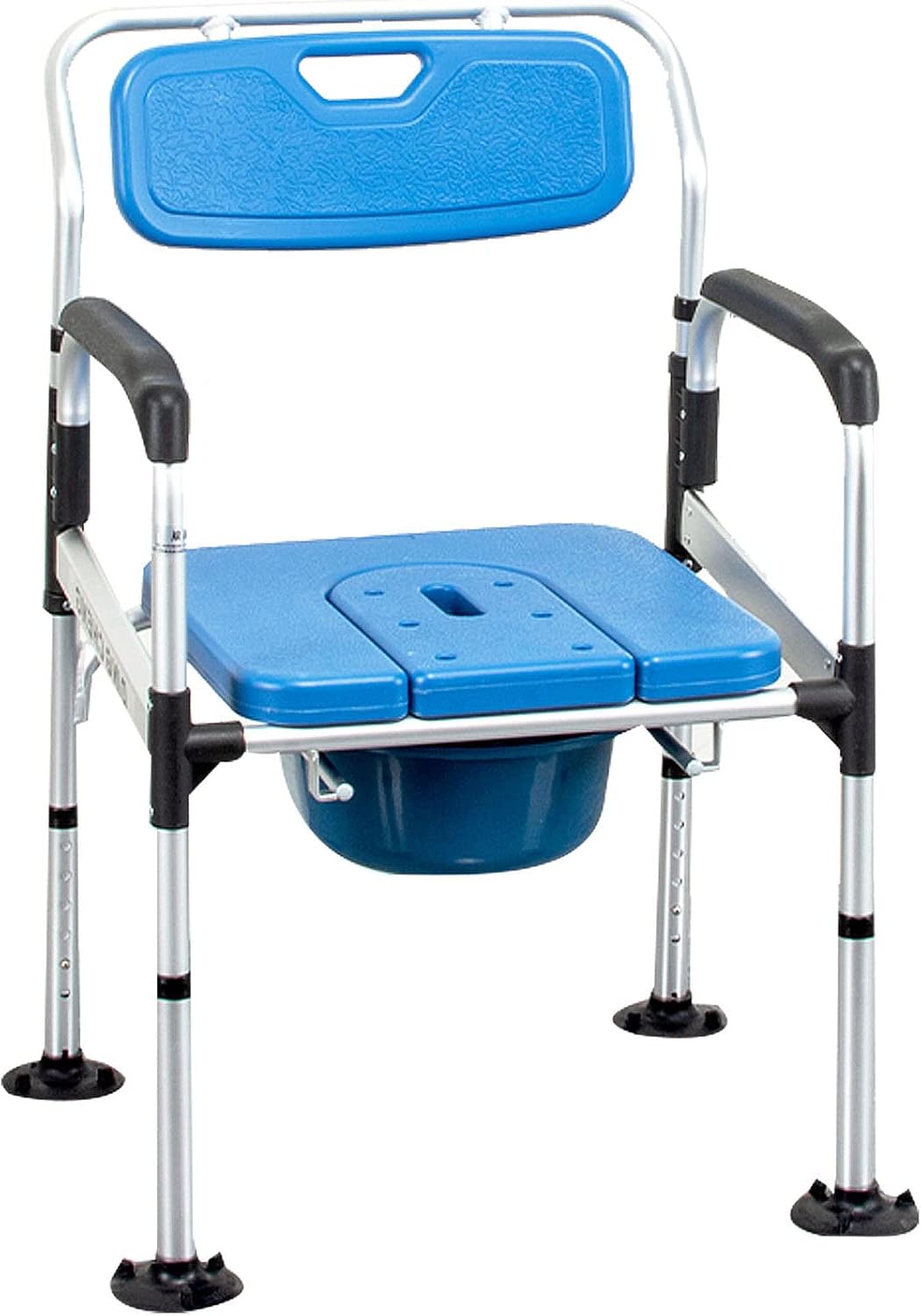 Bariatric Bedside Commode 3 in 1 Toilet Seat Chair 49cm/19.3in Extra Wide Heavy Duty Adult Bathroom Shower Chair with Bucket Splash Guard, Aluminum Alloy Frame