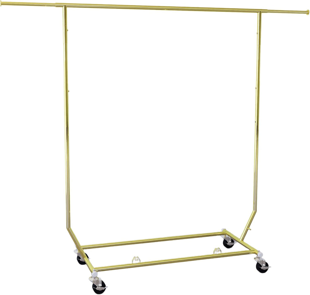 Collapsible Gold Clothes Rack Single Clothing Racks For Hanging Clothes Metal Clothing Hanging Rack Commercial Garment Rack With Wheels For Bedroom Balcony