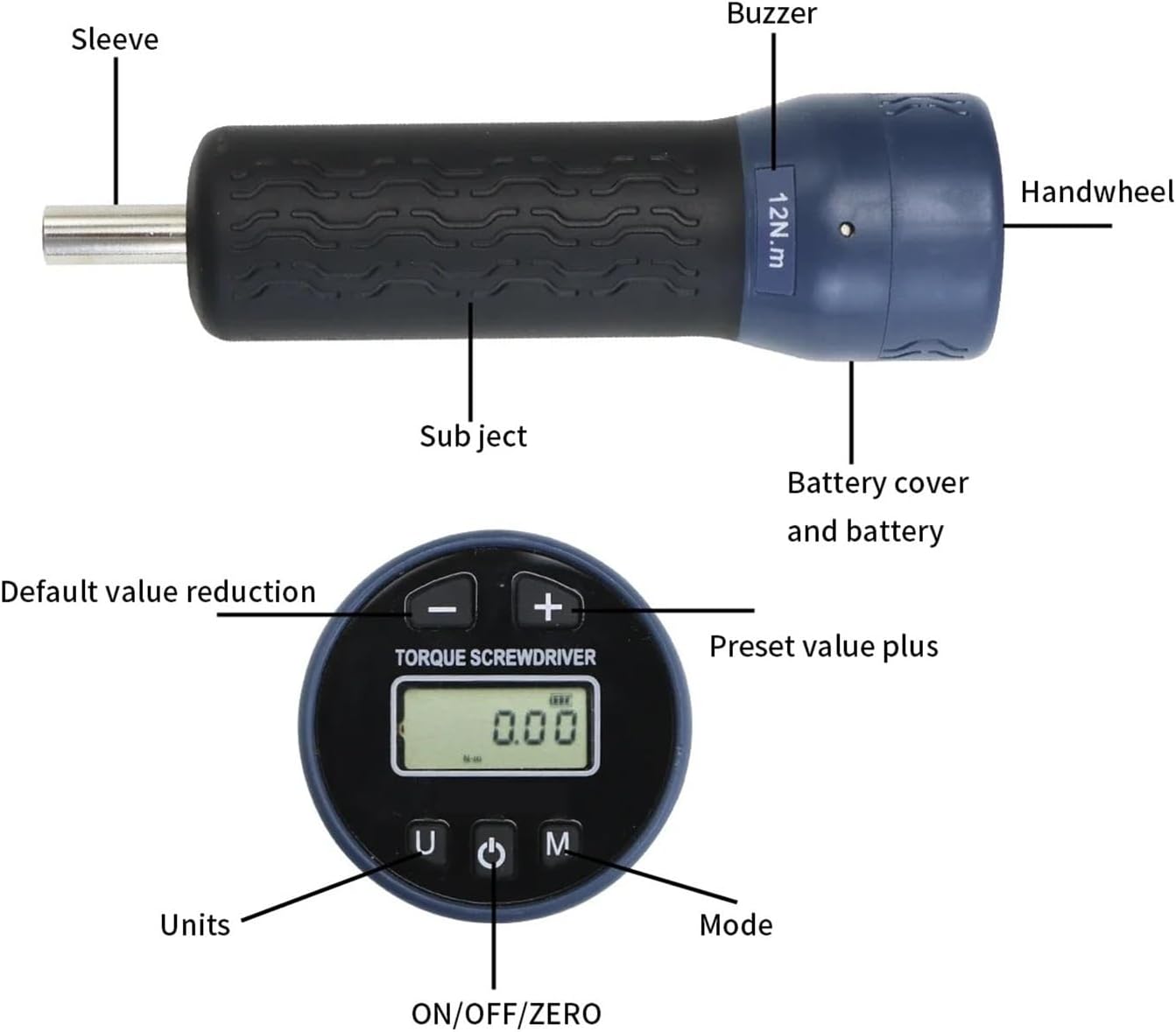 Torque Wrenches Adjustable Torque Screwdriver Wrench, 1/4 Inch Drive Digital Screwdriver withSet
