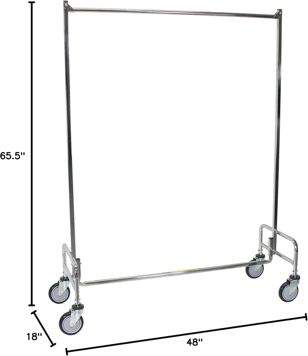 R&B Wire™ 704 Single Rolling Garment Rack with Clean Wheel System™, 48', Chrome, Made in USA
