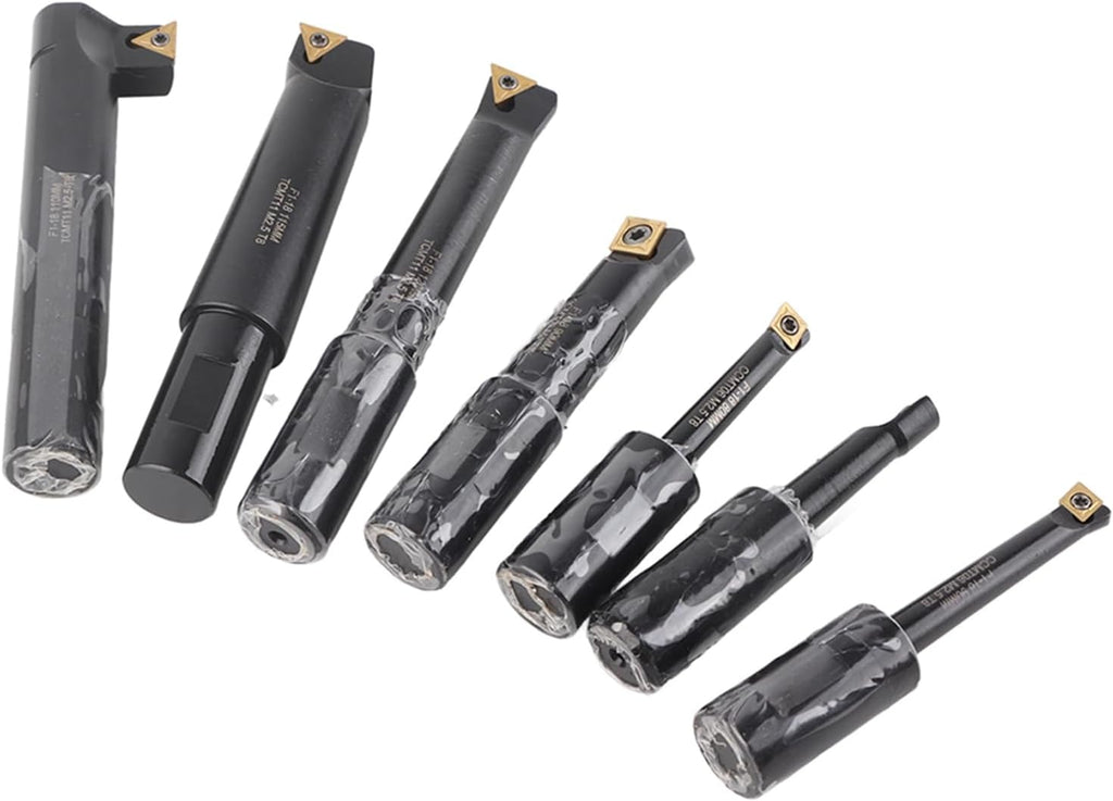 7Pcs Boring Tool 18mm Round Shank Indexable Cemented Carbide Turning Bar Holder Set F1 18 for Boring Machines and Lathes
