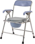 Bedside Commode,Toilet Seat with Handles Potty Chair with Armrests Non-Slip Feet Steel Adjustable Height Foldable Lightweight Toilet Chair