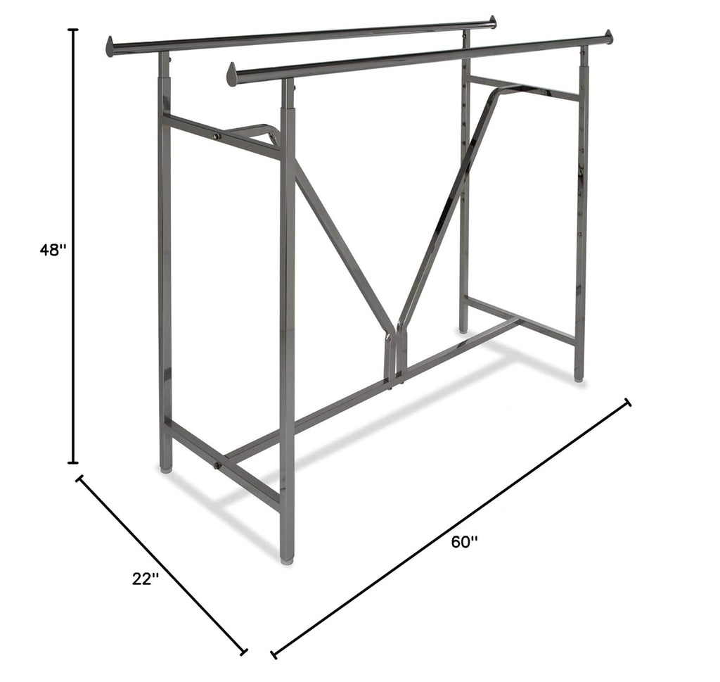 Only Hangers Adjustable Height - Heavy Duty - Double Bar Rectangular Rack with V-Brace - Maximum Extended Height to 81'