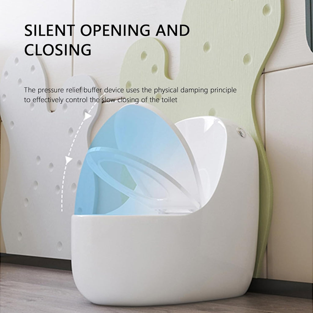 Ceramic Toddler Toilet 7.5' Height Potty Training Commode Bathroom Baby Kids Toilet with Round Quiet Seat & 1.6 GPF Powerful Flush for Daycares Playgrounds Home