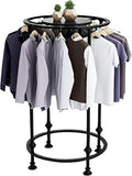 Freestanding Metal Clothes Rack,Round Clothing Rack,heavy-duty Garment Rack,retail clothing rack round clothes rack Clothes Store Bedroom Multi-purpose Hanging Rod Shelf(27.5'W x 51.5'H, Black)