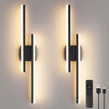 Modern Battery Operated Wall Sconce Set of 2,Dimmable Rechargeable Indoor Led Wall Sconce Lighting,Black Wireless Wall Lamps with Remote Control for Living Room Bedroom Bathroom Hallway