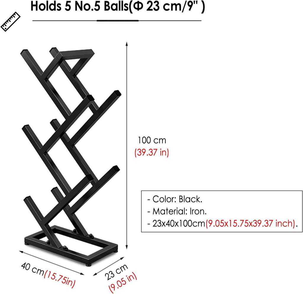 Sports Ball Storage Stand Sports Ball Storage Rack, Kids Toddlers Basketball Organizer for Garage Bedroom School, Black Vertical Football Volleyball Display Stand