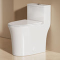 One Piece Sleek Modern Toilet, ADA Chair Seat Height 17', Dual Flush 0.9/1.28 GPF, MAP 1000g, 12' Rough-In, Compact Fully Skirted Round Toilet for Bathrooms Soft Close Seat