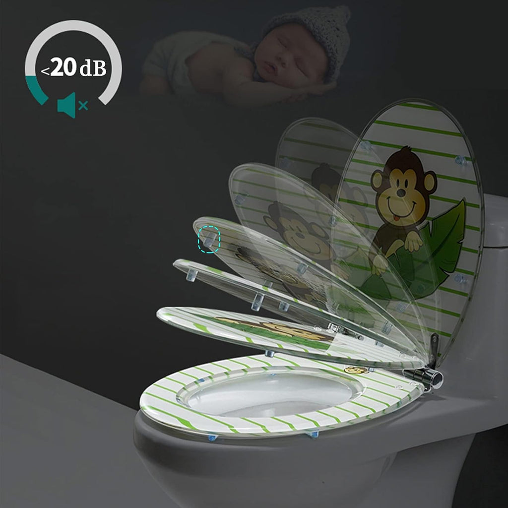 Toilet Seat Quick Release Toilet Seat, Heavy-Duty Soft Close Toilet Lid Oval Shape, Environmentally Friendly Resin Toilet Seat Adjustable Hinges