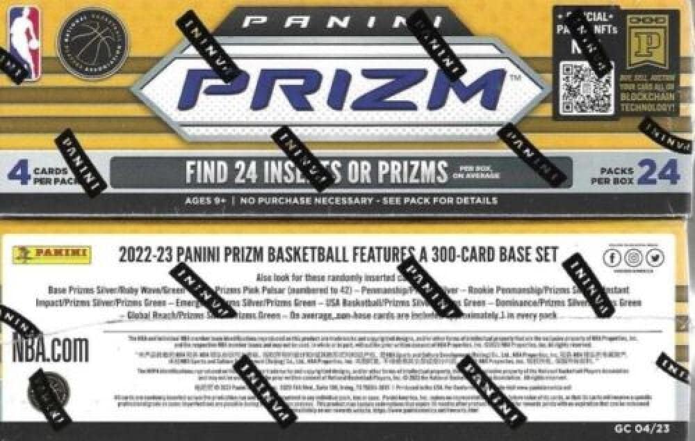 2022-23 Panini Prizm NBA Basketball Factory Sealed Retail Box 24 Packs of 4 Cards. 24 Parallels or Inserts per Box. Retail Exclusive Inserts.