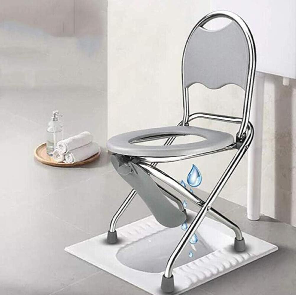 Commode Chair Toilet Chair Multifunctional Folding Commode Chair Handicap Toilet Seat Toilet Frames for The Elderly Mobile Toilet Seat Chair Set Toilet Safety Frame Heavy Duty for Adults