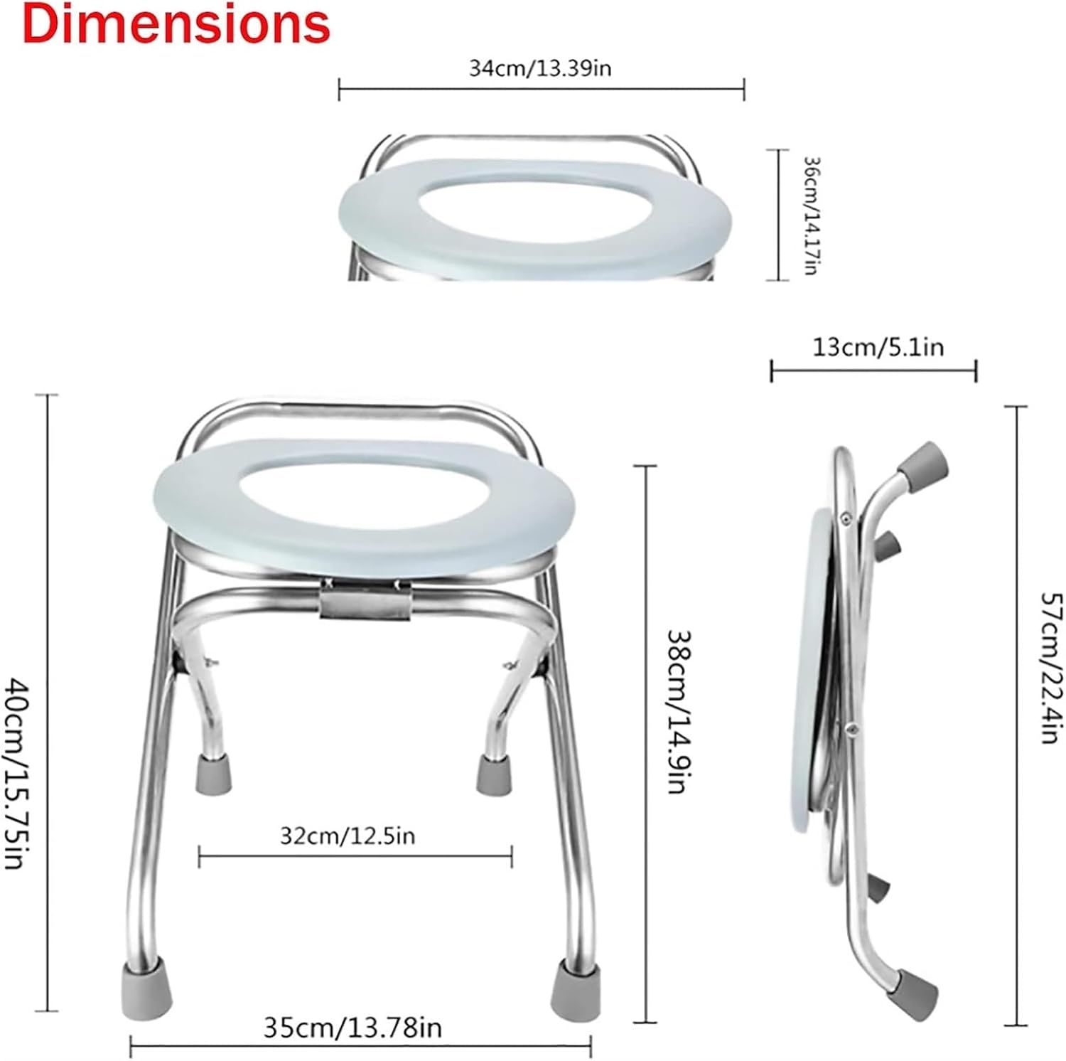 Bedside Commode,Toilet Seat with Handles Portable Camping Commode Chair Waterproof Non-Slip with Lid Perfect Lightweight Toilet Seat for Camping