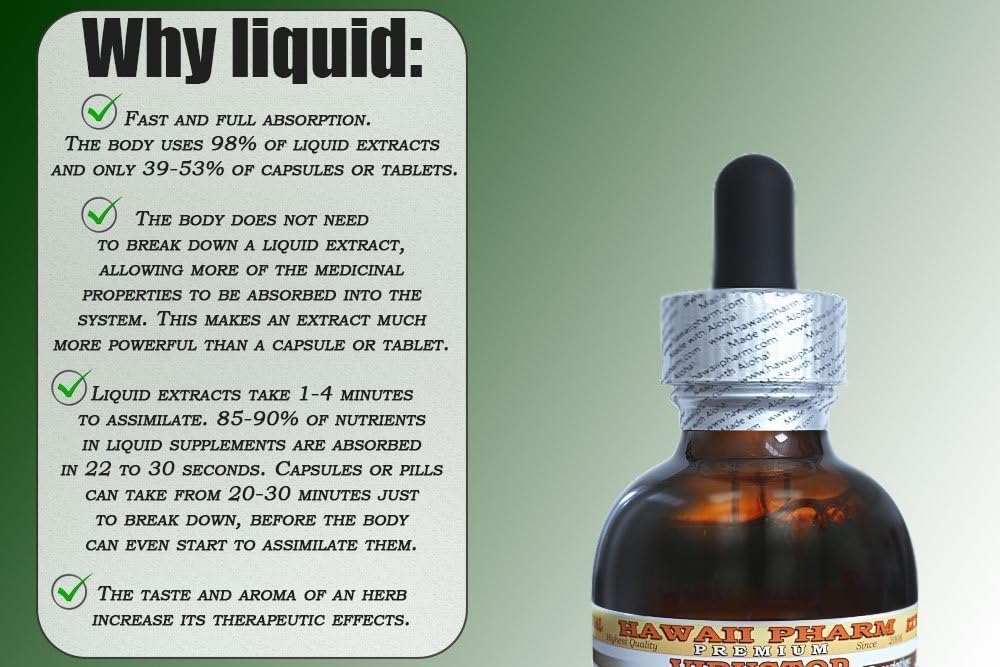 Hawaii Pharm Mexican Tarragon Alcohol-Free Liquid Extract, Professional Grade, Small Batch Mexican Tarragon (Tagetes Lucida) Dried Steam and Flower Glycerite, 15x4 oz