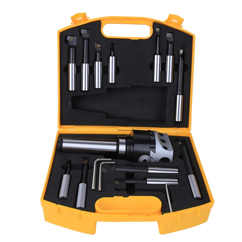 CNC Boring Cutter Set 40CR MT4 F1 75mm Milling Tool Kit with 12PCS Boring Bars for Precision Machining and CNC Milling Operations