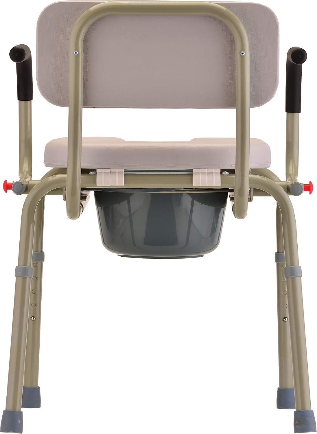 NOVA Medical Products Drop Arm Commode with Padded Seat and Back, Drop Down Arms for Easy Transfer, Stand Alone Bed Side Commode and Over The Toilet Commode, Comes with Bucket, Lid and Slash Guard Gray 1 Count
