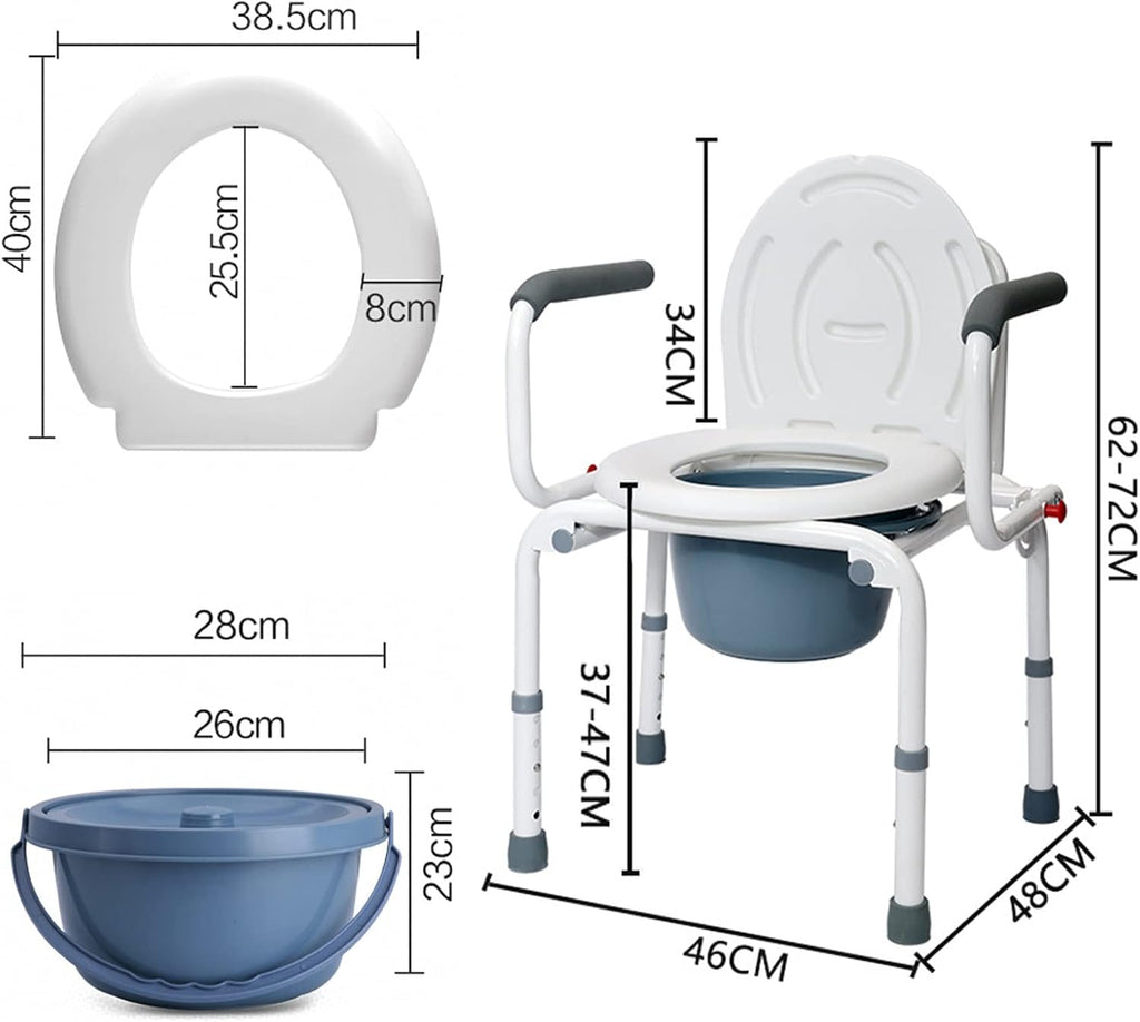 Handicap Shower Chair for Bathtub with Arms Bedside Commodes for Seniors 4 in-1 Raised Toilet Seat Riser and Frame Accessibility for Pregnancy, Post Surgery