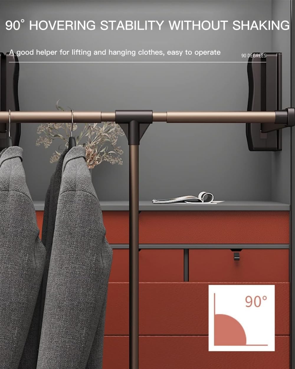 Adjustable 89-121cm Pull-Out Clothes Rack 30kg Load Capacity Space-Saving Wardrobe Hanger Retractable Garment Rod Versatile Coatfor Closets，B S