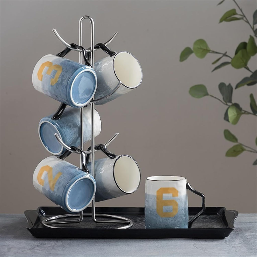 Beverage Serveware Cup set household 6-cup water cup tray stainless steel rack large-capacity cold water bottle ceramic water set Water Carafe
