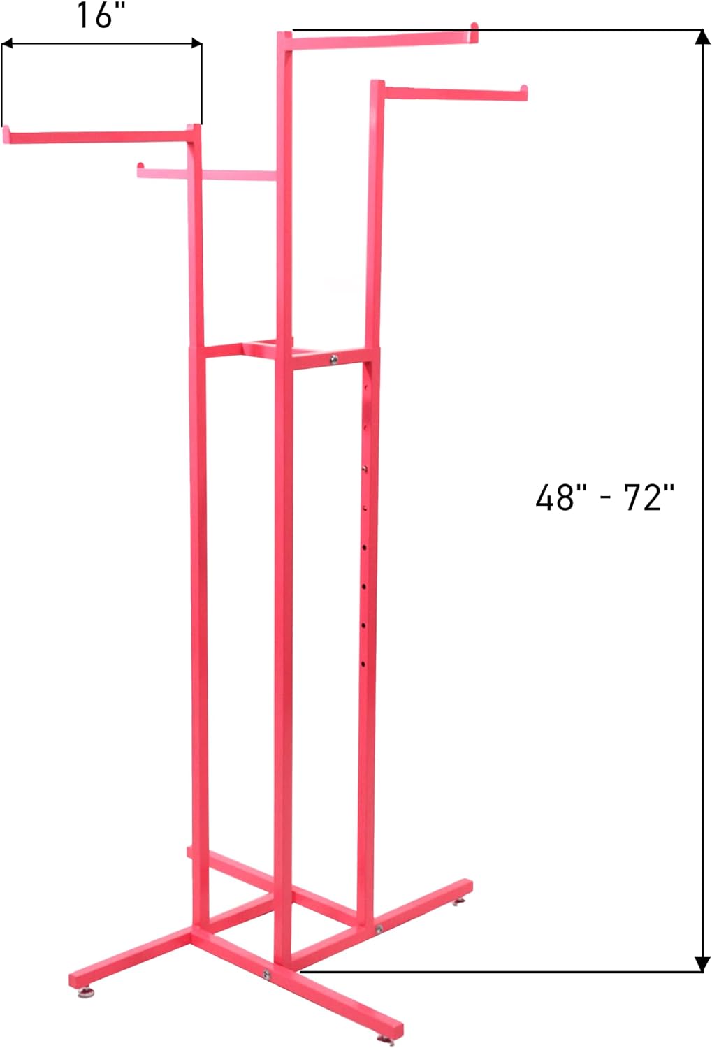 SSWBasics Hot Pink 4-Way Clothing Display Rack With Straight Arms- Durable Retail Clothing Rack for Boutique, Retail, and Thrift Stores - Sleek and Stylish Garment Display Stand