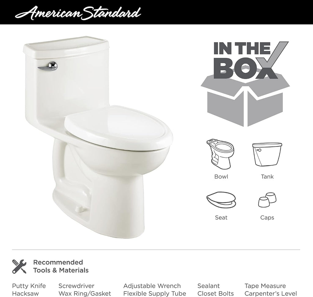 American Standard 2403128.021 Compact Cadet 3, One-Piece Toilet with Slow Close Toilet Seat, Elongated Front