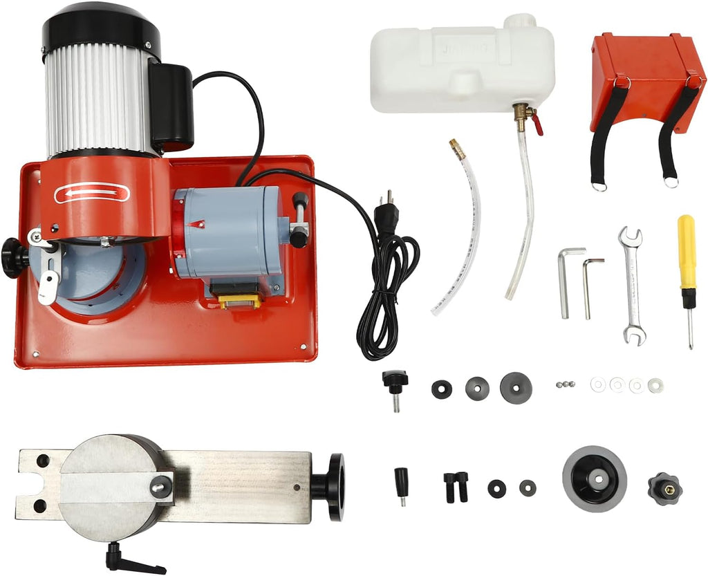 370W Professional Wet Saw Blade Sharpener with 6 Centerings, Circular Saw Blade Sharpener with Water Tank, 5-inch Grinding Wheel, Angle Adjustment for Carbide Blades (80-700mm)