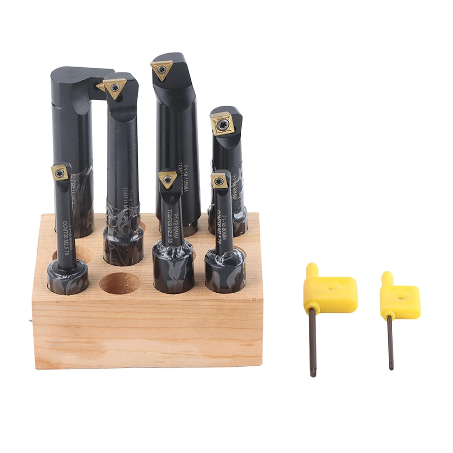 End Mill Set 7Pcs Boring Tool 18mm Round Shank Indexable Cemented Carbide Turning Bar Holder Set F1