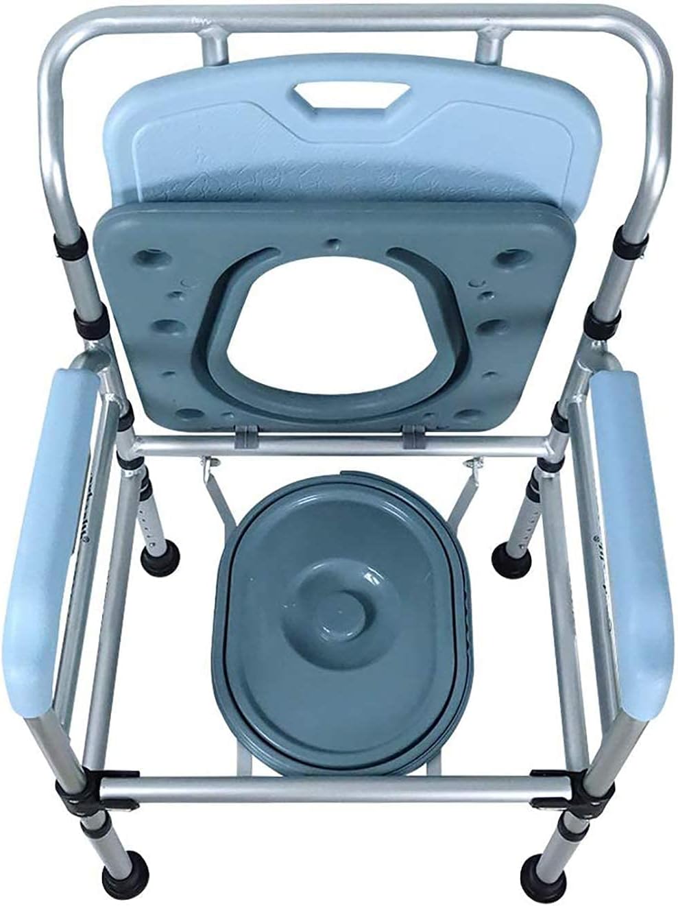 Commode Chair,Toilet Chair Elderly Mobile Toilet,Aluminum Alloy Anti-Slip Adult Folding Toilet Bedside Bathroom Chair Toilet Seat Commode Chair with Removable Pot Adjustable Height