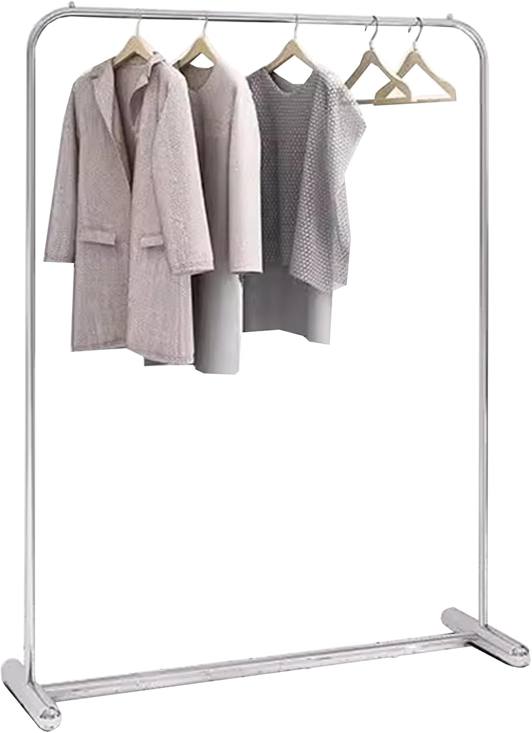 Garment Rack Commercial-grade Clothes Rails For Boutique Retail, Heavy-duty Clothing Rack For Hanging Clothes, Load 350 LBS,stainless Steel Single Rod Coat Rack For Bedrooms, Silver(Size:120X40X160CM)