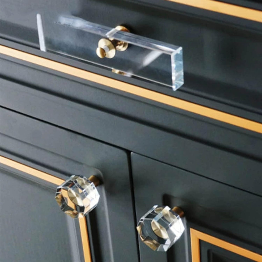 Cabinet Handles Kitchen Hardware 6 PCS Rectangle Shape/Transparent Glass Knobs and Handles Dresser Drawer Pull Kitchen Cabinet Door Wardrobe Handles Hardware Cabinet pulls Kitchen Cabinet Handles