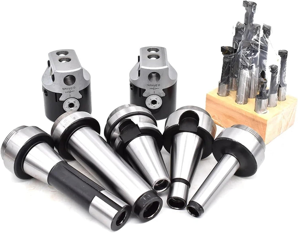 Boring Set F1 2' 50mm Boring Head 9pcs 12mm Draw Bars Tool Handle BT30 NT30 MT2 MT3 R8 C20 Rough Bored CNC Mill Lathe Tools(MT2 M10-(50MM)-9PCS)