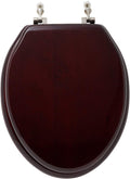 Signature Hardware 153869 Luxury Mahogany Oak Elongated Closed-Front Toilet Seat - Mahogany/Brushed Nickel