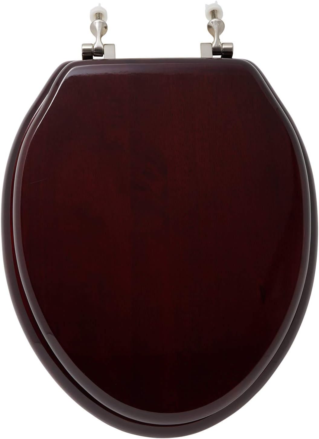 Signature Hardware 153869 Luxury Mahogany Oak Elongated Closed-Front Toilet Seat - Mahogany/Brushed Nickel