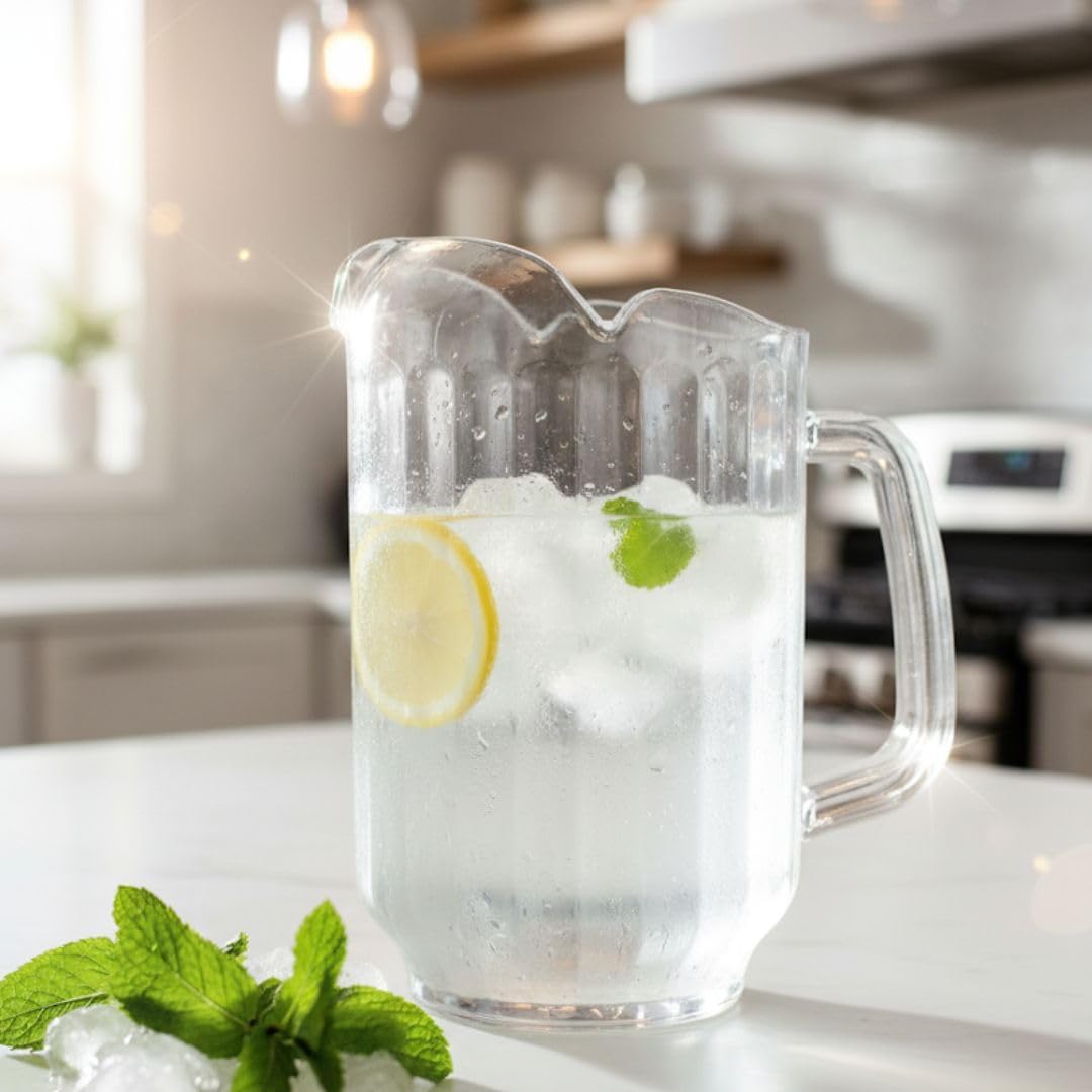 Soro Essentials- 60 oz. Restaurant Water Pitcher with 3 Spouts Clear Color Polycarbonate Set of 12- Beverage Serveware Water Carafe Clear Pitcher Water Jug for Home Restaurants Catering Kitchens