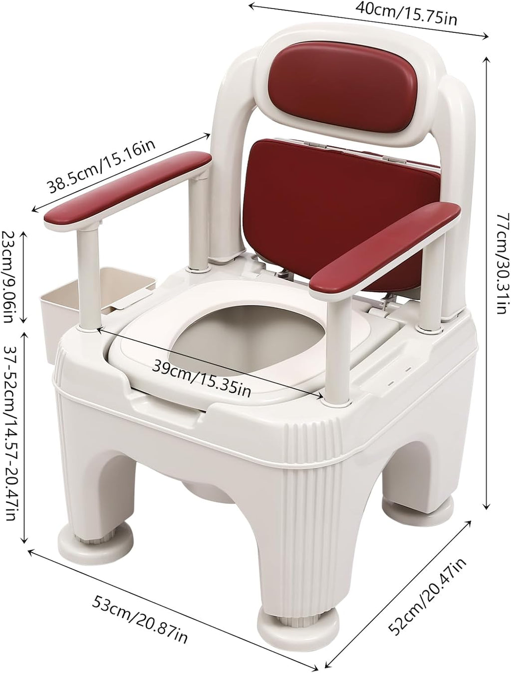 Bedside Commodes Chair, 661.39Lbs Capacity Bedside Toilet Portable Adult Potty Toilet Chair Height Adjustable Commode Toilet Heavy Duty Moveable Commodes for Home Use Nursing Centers