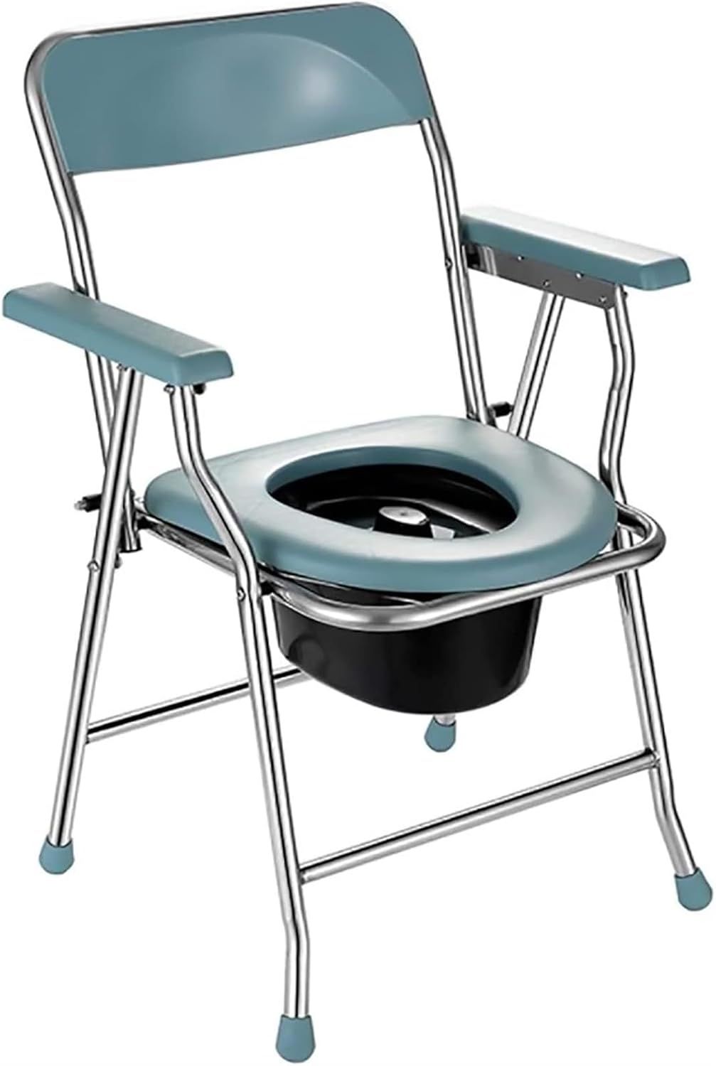 Bedside Commode,Toilet Seat with Handles Commode Chair with Removable Bucket armrests backrest Lightweight Non-Slip Foldable Bedroom Chair